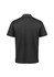 A black short sleeve polo shirt featuring a collar and a logo on the front.