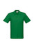 A green polo shirt featuring a collar and a logo on the chest. Suitable for casual or semi-formal wear.