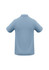 A light blue polo shirt with a collar, featuring short sleeves and a logo on the back.