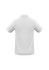 A plain white polo shirt featuring a collar and short sleeves. The back view shows a smooth, unembellished design.