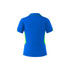 A blue polo shirt featuring green accents and a collar, showcasing a sleek and sporty design.