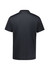 A black short sleeve polo shirt featuring a collar and a logo on the front.