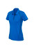 A women's short sleeve polo in vibrant blue with subtle black detailing and a logo.