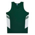A green singlet featuring white accents and stripes, with a logo on the upper left.