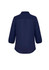 A navy blue women's blouse with 3/4 sleeves and a relaxed fit at the back, featuring a simple design.