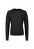 A black knitted jumper with a V-neck and long sleeves, featuring a fitted waist and subtle logo.