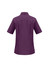 A short-sleeved purple overblouse with a collar and subtle seam detailing, featuring a logo.