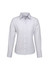 A long sleeve women's button-up shirt in a light grey colour, featuring a collar and a front button closure.