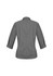 A women's 3/4 sleeve button-up shirt in a black and white check pattern, featuring a collar and rolled sleeves.