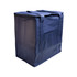 A navy cooler bag with dual handles and a zipper, featuring a front pocket and sturdy construction.