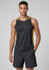 A men's singlet in black with yellow side panels, featuring a logo, styled with matching shorts.