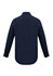 A navy long sleeve button-up shirt featuring a collar and a logo. The shirt has a classic fit design.