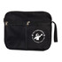 A black utility pouch with a mesh pocket and a logo. It features a zipper closure and a handle.