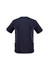 A men's short sleeve tee in navy blue featuring contrasting light blue accents and a logo on the back.