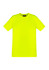 A men's high visibility t-shirt in bright yellow, featuring a logo on the label. Ideal for workwear.