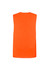 A bright orange sleeveless work tee with a plain back and a logo on the upper corner.