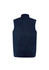 A navy blue fleece vest featuring a high collar and no sleeves, designed for warmth and comfort.