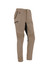 A pair of men's stretch work pants in a khaki and black colour combination, featuring zip pockets and textured knee panels.