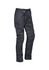 Men's rugged cargo pants in dark grey, featuring multiple pockets and a sleek design. Includes a logo on the waistband.