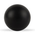 A round black stress ball designed for fun and stress relief, featuring a smooth, matte finish.