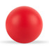 A round red stress ball designed for fun and relaxation.
