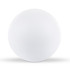 A round, white stress ball designed for fun and relaxation.