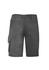 A pair of women's rugged shorts in grey, featuring multiple pockets and a vented design. Includes a brand logo.