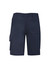 Navy women's rugged cooling vented shorts with multiple pockets and a branded logo.