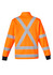 A unisex high-visibility jumper in orange with reflective grey stripes on the back. It features a collar and long sleeves.