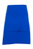 A blue short waist apron made of 100% cotton canvas, featuring a large front pocket and a logo.