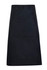 A long waist apron in navy blue, made from 190 gsm poly/cotton, featuring a front pocket and a branding logo.