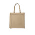 A tan heavy tote bag with long handles and a square shape, featuring an unbranded design.