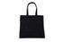 A black tote bag with two shoulder straps and a simple design. It features a logo on one side.
