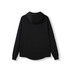 A black hoodie made from soft cotton and bonded polar fleece, featuring a hood and long sleeves.