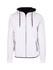 A grey and black men's hoodie made from soft cotton and bonded polar fleece, featuring a zip and front pockets.