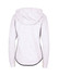 A grey women's junior hoodie made from soft cotton and bonded polar fleece, featuring a hood and a logo.