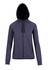 A navy hoodie featuring a zip-up front, hood, and side pockets, with a contrasting black inner lining.