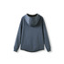 A navy blue women's junior hoodie with a fitted design and a hood, featuring a back view. It has a logo.