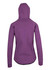 A purple women's junior hoodie made from soft cotton and bonded polar fleece, featuring a hood and a seamless back design.
