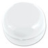 A clear plastic yo-yo with a smooth surface and rounded edges.
