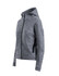 A grey women's/juniors' hoodie with a zip closure, featuring a hood and side pockets, and a logo.