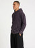 A men's stone wash fleece hoodie in a deep purple shade, featuring a kangaroo pocket and a hood.