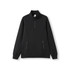 A women's half zip fleece jumper in black, featuring side zip pockets and a collar. It has a branding label.