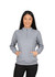 A grey women's half zip fleece jumper featuring side pockets and a stand-up collar.