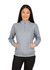 A grey women's half zip fleece jumper with side pockets, featuring a collar and soft fabric.