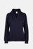 A navy blue women's half zip fleece jumper with zippered pockets and a collar. It features a logo.