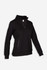 A women's half zip fleece jumper in black, designed with long sleeves and side pockets, featuring a logo.