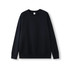 A black adults' cotton care sweatshirt with long sleeves and a crew neckline, featuring a logo.