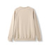 A beige adults' cotton sweatshirt with a relaxed fit and ribbed cuffs at the sleeves and hem, featuring a logo.