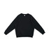 A black cotton sweatshirt with a crew neckline and ribbed cuffs. It features a small logo on the front.